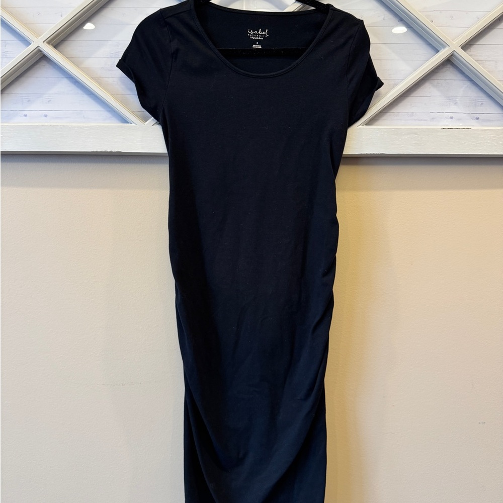 Isabel Maternity T-Shirt Dress Womens Small Short Sleeve Soft Stretch Black